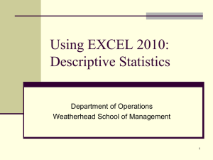 Using Excel: Descriptive Statistics