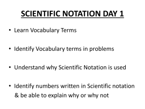 SCIENTIFIC NOTATION VOCABULARY Scientific Notation