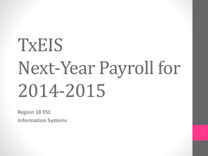 TxEIS Budget and Next Year Payroll Preparing for 2014