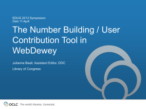 The number building/user contribution tool in WebDewey