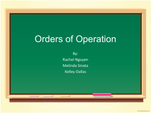 Orders of Operation
