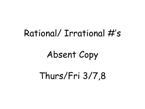 Rational/ Irrational #*s Monday 3/5
