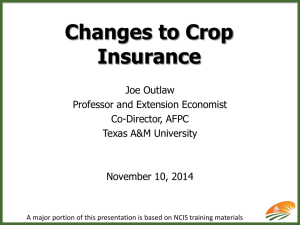 Changes to Crop Insurance - Extension Agricultural Economics