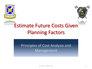 11.4 Estimate Future Costs Given Planning Factors