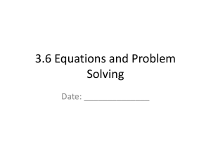 3.6 Equations and Problem Solving