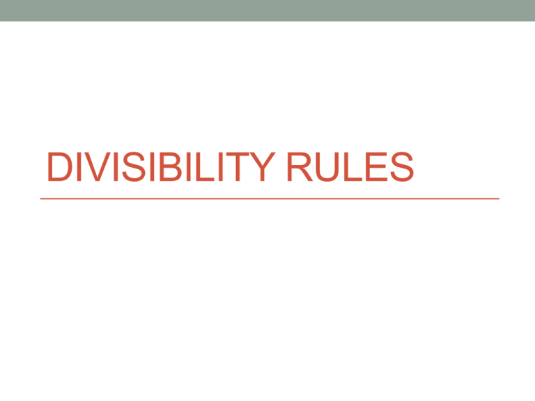 Divisibility Rules