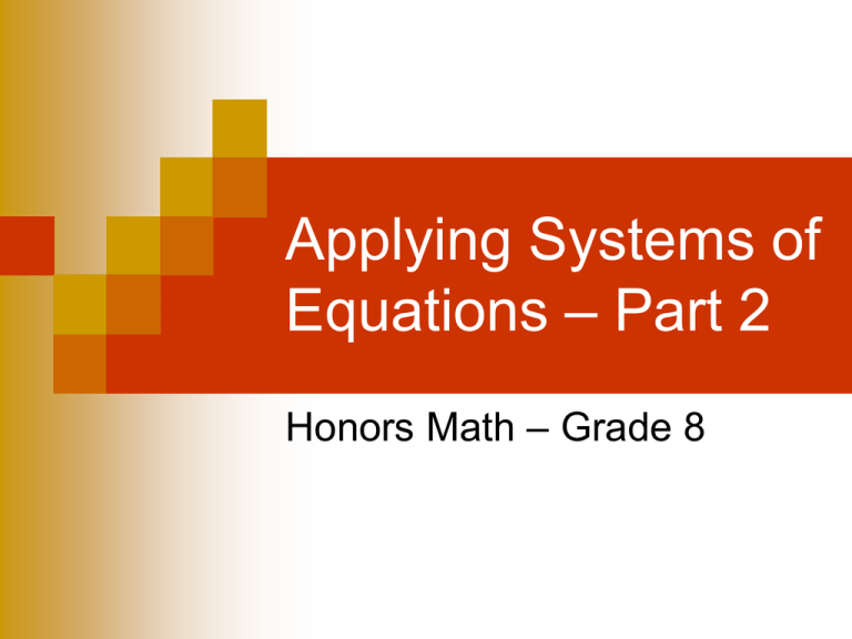 Applying Systems Of Equations Worksheet Answers