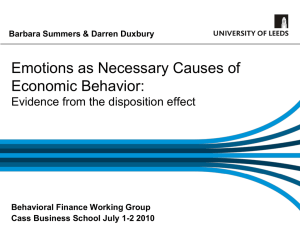 Specific Emotions as Necessary Causes of Economic Behavior