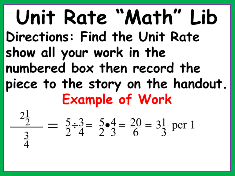 What Is A Unit Rate In Math