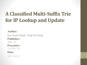 A Classified Multi-Suffix Trie for IP Lookup and Update Author