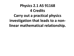 Physics 2.1 AS 91168 4 Credits Carry out a