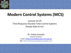 Lecture-23-24: Time Response and Steady