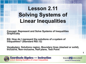 Solving Systems of Linear Inequalities ppt