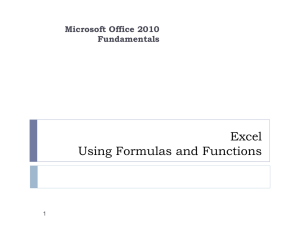 Excel Lesson 3 Using Formulas and Functions