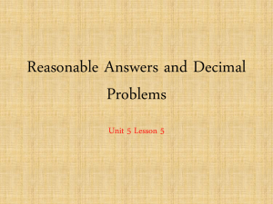 Reasonable Answers and Decimal Problems