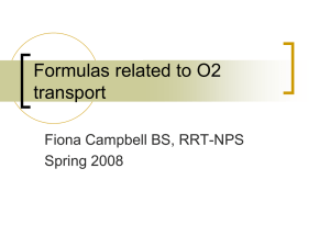 Formulas related to O2 transport