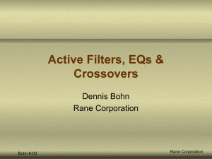 Active Filters, EQs & Crossovers