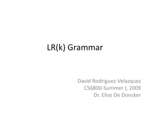 LR (k) Grammars - Department of Computer Science
