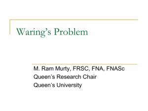 Institute Colloquium on Waring`s Problem
