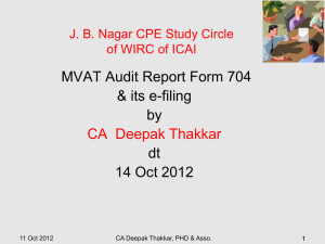 MVAT Audit Report Form 704 & its e-filing CA.Deepak