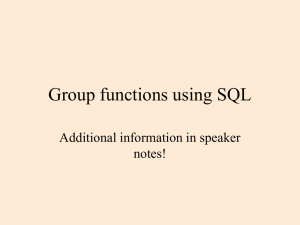 Group functions using SQL