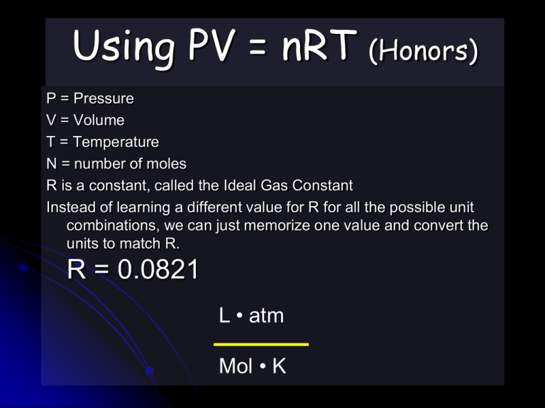 How To Find R Pv Nrt