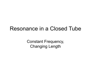 Resonance in a Closed Tube, Constant f