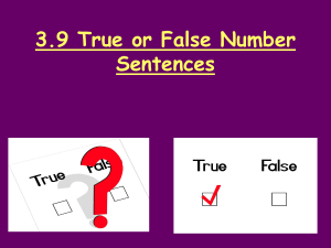 True and False Number Sentences