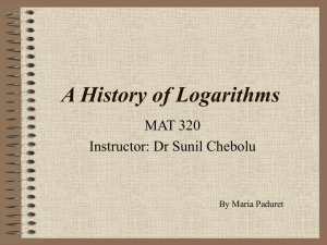 A History of Logarithms - Department of Mathematics | Illinois State