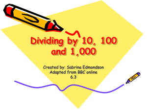Dividing by 10, 100 and 1,000