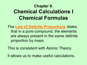 Chemical Calculations I: Formulas