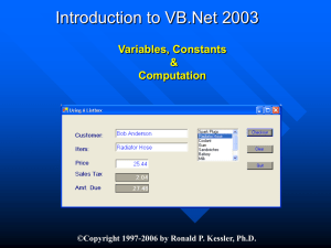 Introduction to Variables & VB Constants