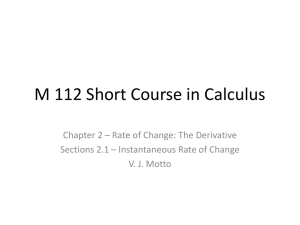M 112 Short Course in Calculus
