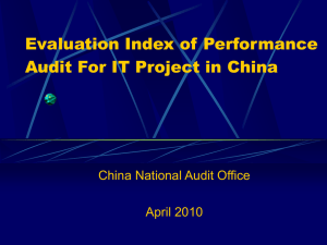 Evaluation Index of Performance Audit For IT Project in China