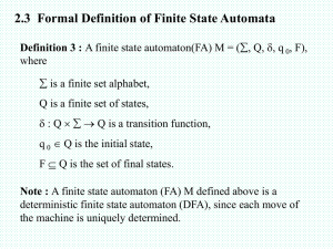 Formal definition of finite state automata