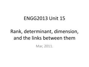 Rank, determinant, dimension, and their links