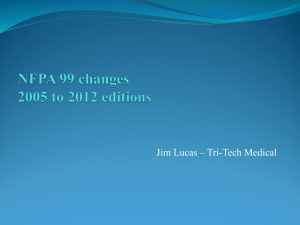 NFPA 99 Changes 2005 to 2012 - Major Medical Hospital Services