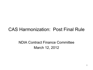 CAS Harmonization: Post Final Rule