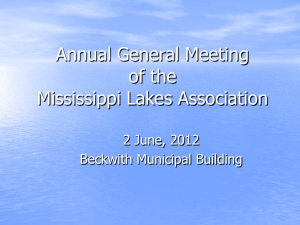 2012 AGM Presentation - Mississippi Lakes Association