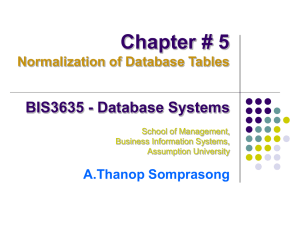 Chapter # 5 (Normalization of Database Tables)