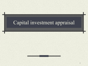 Capital investment appraisal