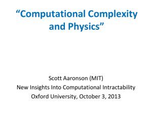 Computational Complexity and Physics