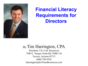 Financial Literacy Requirements for Directors