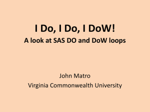 I Do, I DoW - Virginia SAS Users Group