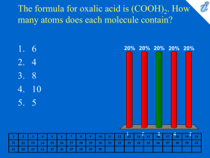 The formula for oxalic acid is (COOH)2. How many atoms does each