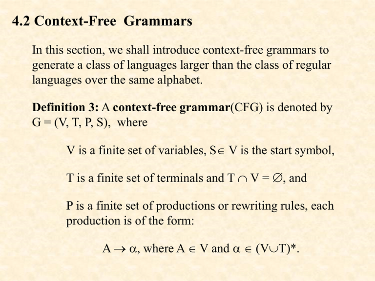 design context-free grammars for the following languages