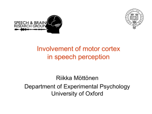 Motor cortex contributes to discrimination of speech sounds in the