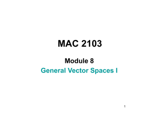 General Vector Spaces I