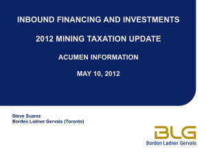 inbound financing and investments 2010 mining taxation update