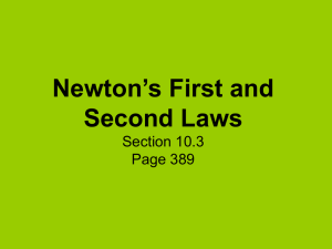 10.3 Newton`s First and Second Laws of Motion